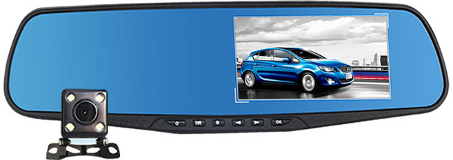 領先者 ES-15 後視鏡型行車記錄器 前後雙鏡頭 停車監控 循環錄影 防眩藍光, 標配(6米線)+32記憶卡, 32GB