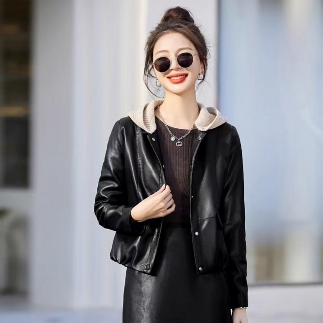 ZENCY 젠시 일라 후드 레더 캐주얼 자켓