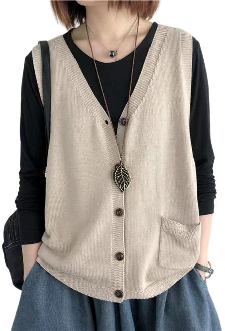 여성용 부드러운 데일리 베이직 포켓 니트 베스트 Women's Vest 뉴타임즈 F941Y042