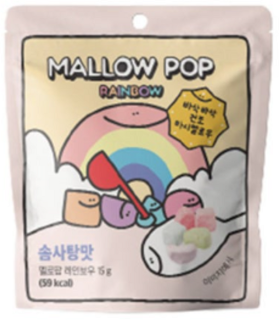 멜로팝 레인보우 솜사탕맛 마시멜로우 15g, 12개