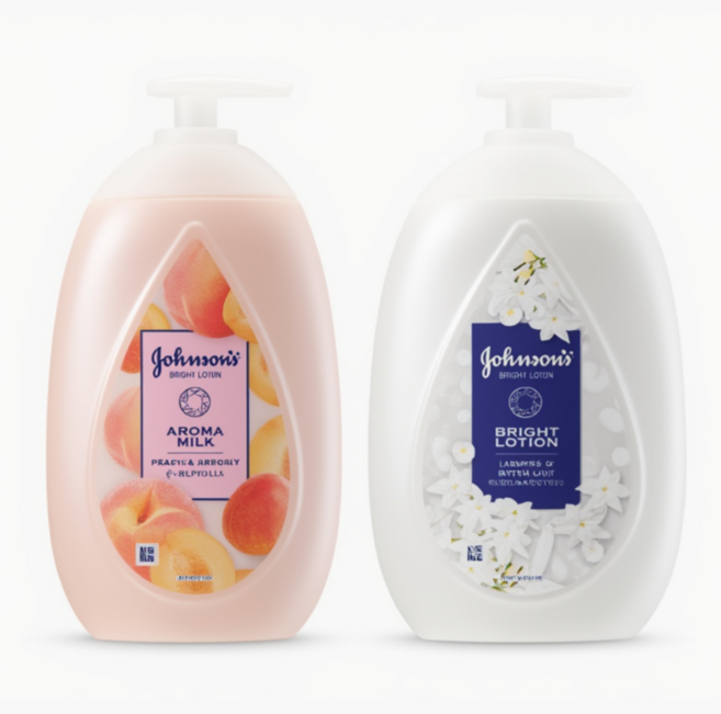 [1월한정] 존슨스 뷰티로션 향좋은 대용량 바디 보습 퍼퓸 자스민 화이트릴리+피치 애프리콧, 2개, 500ml