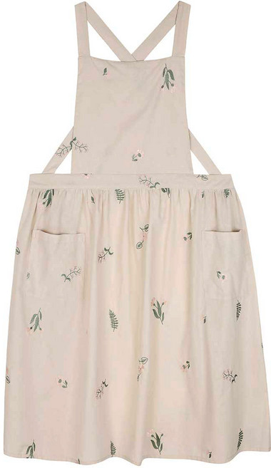 캡스톤 홈앤아이 데님 앞치마 바리스타 앞치마 에이프런 자수앞치마 방수선택, 홈앤아이 자수 앞치마, 꽃자수아이보리CSA06IV, 1개