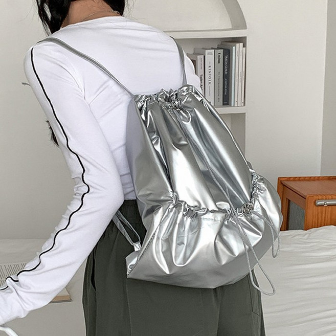 MIROSE 스타일리시한 경량 스트링 숄더 백팩 배낭 복조리 캐주얼 백팩+키링