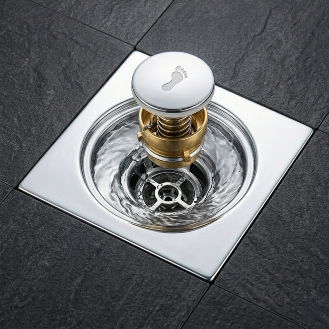 스마트 팝업 욕실 하수구 냄새 차단 트랩 화장실 배수구 덮개 유가 마개, 실버