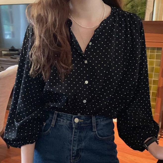 로렌미 미니땡 도트 블라우스 S260122SS-6
