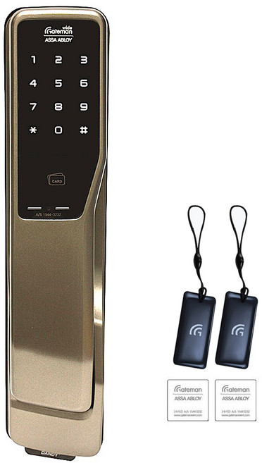 [전국설치] 게이트맨 댄디 푸시풀도어록 카드키4개+번호키 푸시바잠금(범죄예방효과) 내/외부강제잠금 허수기능 잔류지문방지 에티켓기능 3분락기능 현관문 디지털도어락, 방문설치, 게이트맨 댄디/전국설치(B지역)