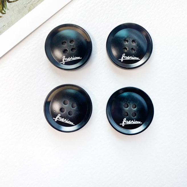 헤세드 5p) fashion 로고 4구 투톤패턴 코트단추 정장단추, 5개, 블랙, 23mm