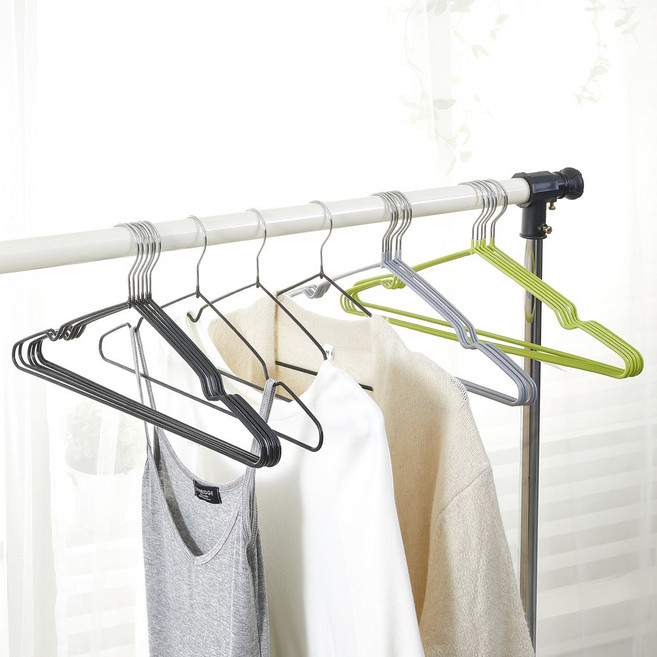 할메이드 상의 티셔츠 세탁소 옷가게 철제 논슬립 옷걸이 100P, 블랙, 100개