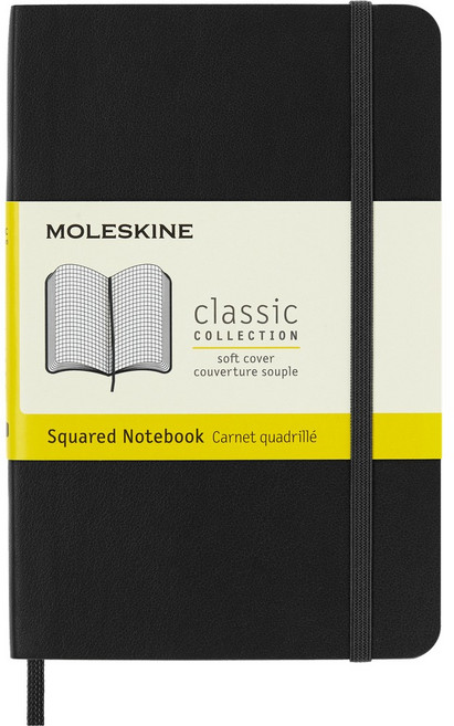 MOLESKINE 經典軟皮筆記本 - 口袋型/方格, 黑, 1個