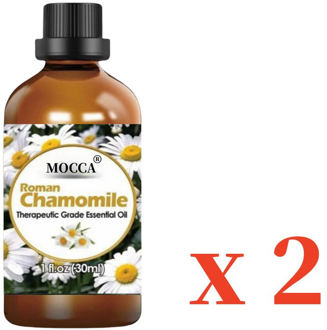 MOCCA 로만 카모마일 에센셜 오일(100% 순수 및 천연 - 희석되지 않음) 치료 등급 거대한 1온스., 04 2  bottles