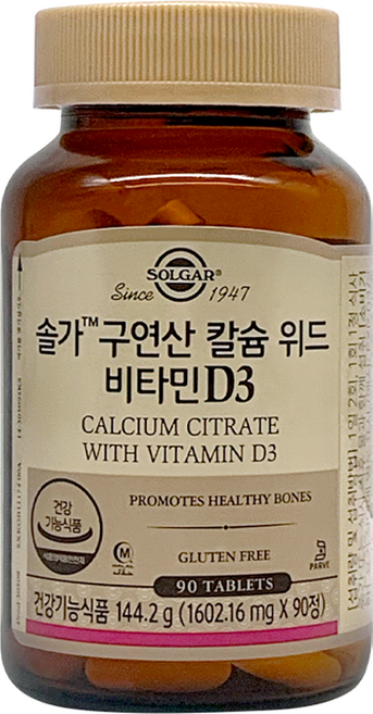 솔가 구연산 칼슘 위드 비타민 D3 144.2g, 90정, 1개