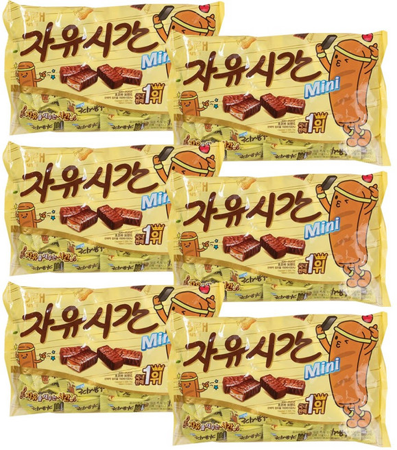초코바 자유시간 미니 480g 사무실 간식 초코 과자 탕비실 스낵 대용량, 6개