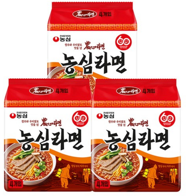 라면 4입 x 3개/총12봉, 12개