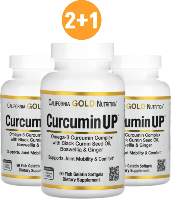 캘리포니아 골드 뉴트리션 커큐민 업 Curcumin UP 오메가 3 90캡슐 3세트 강황, 90정 - 쿠팡