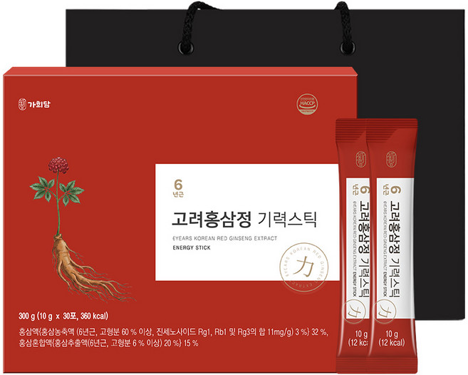 가희담 6년근 고려홍삼정 기력스틱 10g x 30포 홍삼스틱, 1박스, 30회분