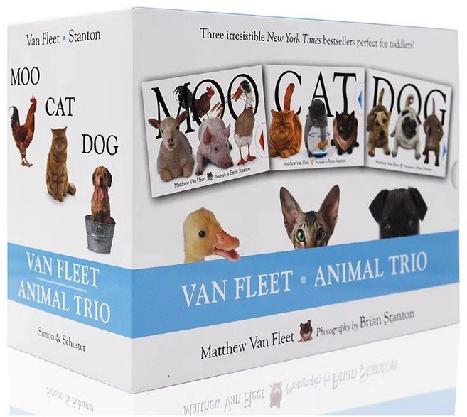 matthew van fleet 북 영어 animal 풀세트 감각 trio, 1개, 1. Moo Cat Dog 3권 박스 세트