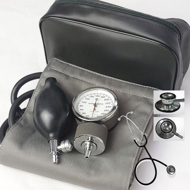 일본 정품 수동식 메타 혈압계+텐소 양면 청진기 세트 아네로이드 방식 병원 실습 교재용, 1개, 단품