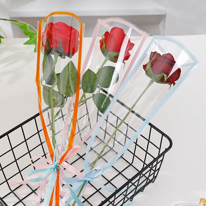 한송이 라인 꽃포장지 50매 플로드지 opp 포장지 장미포장지 한송이포장 포장재료, 검정, 1개