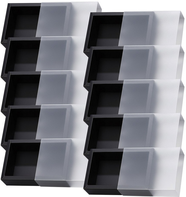 링비츠 슬라이드 슬리브 선물포장 박스 답례품 구디백 상자, 10개, 블랙 반투명