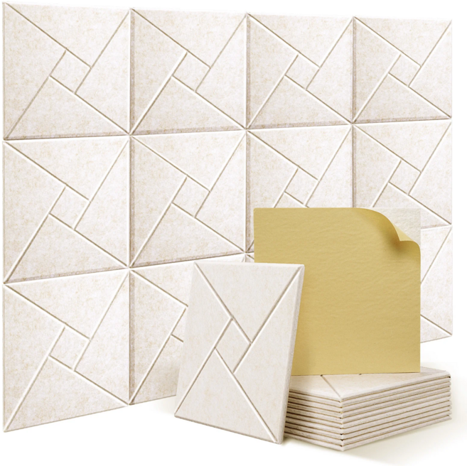 홈테리어 접착형 차음재 흡음재 접착형 차음시트 방음재 흡음판 30cm x 30cm, 12개, 베이지색