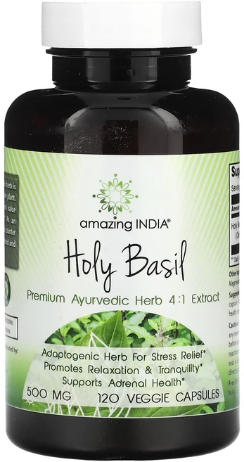 몸관리하세요 겨울입니다 Amazing India 홀리 바질 500mg 베지 캡슐 120정 특별관리진행, AmazingIndia홀리바질500mg베지캡슐120정, 1개 - 쿠팡