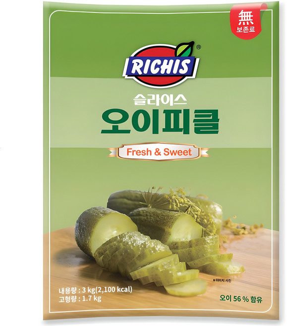 리치스 슬라이스 오이피클 파우치, 3kg, 1개