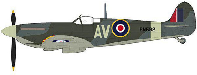 HOBBY MASTER 하비마스터 HA78551/48 스핏파이어 Mk.Vb 자유 체코슬로바키아 공군 1942 [다이캐스트 비행기], 단일, 1개