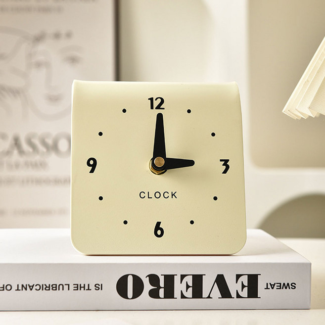 인테리어 무소음 탁상시계 아치형 미니 시계, 화이트