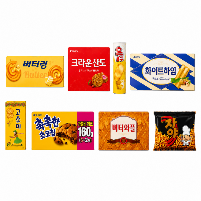 루시 사무실 과자 탕비실 간식 11종 세트 쿠크다스 엄마손파이 쵸코하임 화이트하임 버터와플 촉촉한 초코칩 예감 버터링골드 고소미 크라운산도 자야, 11개, 과자, 간식세트
