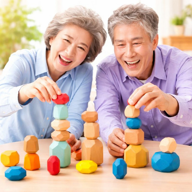 어르신 게임 퍼즐 놀이 돌블럭 젠가 쌓기놀이게임, 38pcs 패키지, 1개