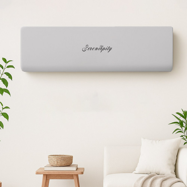 코팅블루 암막 인테리어 벽걸이 스판 에어컨커버, 01.레터링 그레이