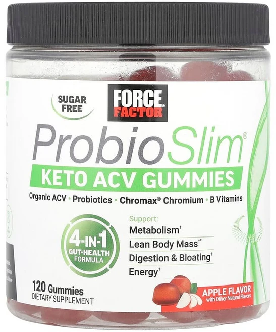 Force Factor ProbioSlim® 케토 ACV 구미젤리 사과 맛 구미젤리 120개 FOA-01544, 1개, 120정 - 쿠팡