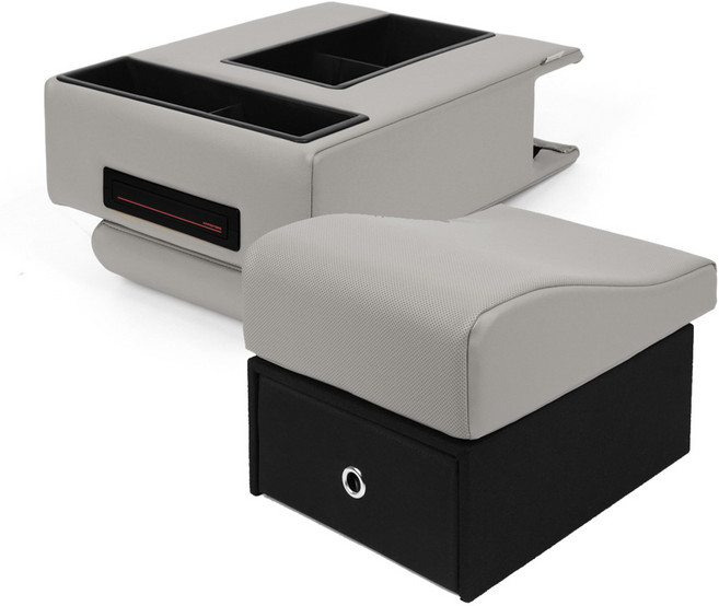 크레이지몬스터 올뉴/더뉴 카니발 9인승 3열 수납 팔쿠션/튼튼수납함, 올뉴/더뉴 3열 Set 수납팔쿠션+튼튼수납함 - 그레이, 1개