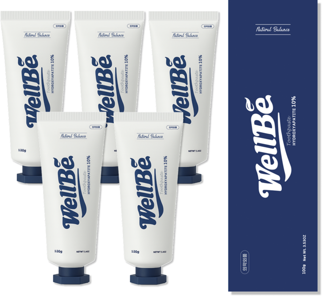 웰비 잇몸치약 저자극 민감성 하이드록시아파타이트10%, 5개