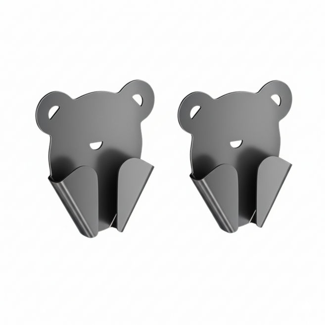 EROOMZ 무타공 부착식 귀여운 주방 가위 거치대, 2개, 건메탈 그레이