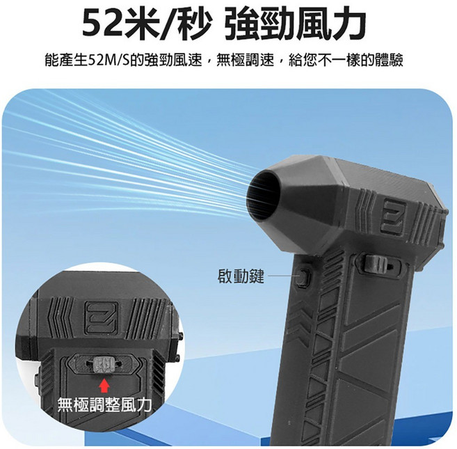 四合一 暴力風扇 贈配件套裝組 體積小巧 長時間續航14萬轉/分鐘 風速52米/秒, 1個, 黑色, 黑色