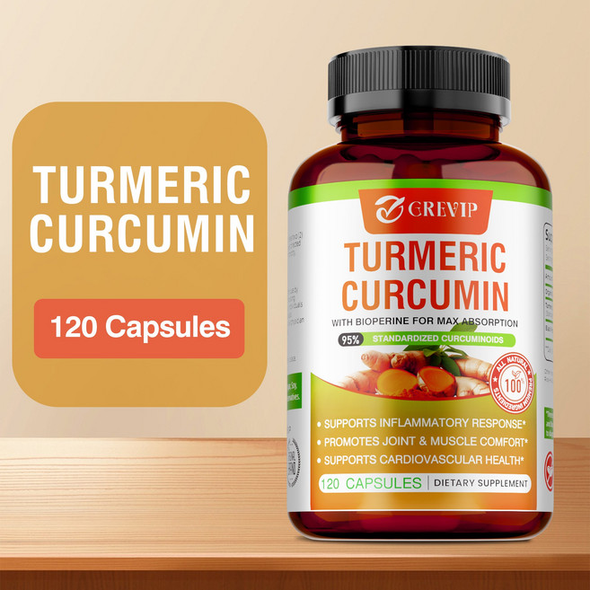 바이오페린 흑후추 추출물이 함유된 함량 95% 2600mg 강황 커큐민, 2개, 120정