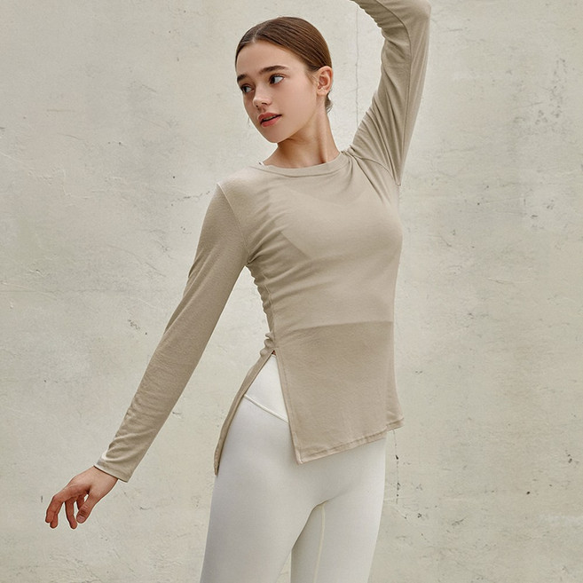 [콘치웨어] 네버 트임 슬리브 여름긴팔티 슬림 옆트임 4colors 필라테스 요가