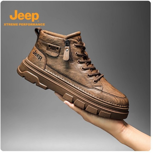 JEEP 남성 소프트 가죽 캐주얼 반목 워커 운동화