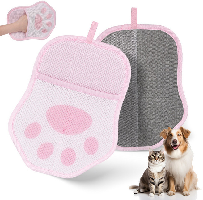 KOEWEI 반려동물 털제거 브러쉬장갑 고양이 털정리장갑, 1개, 핑크