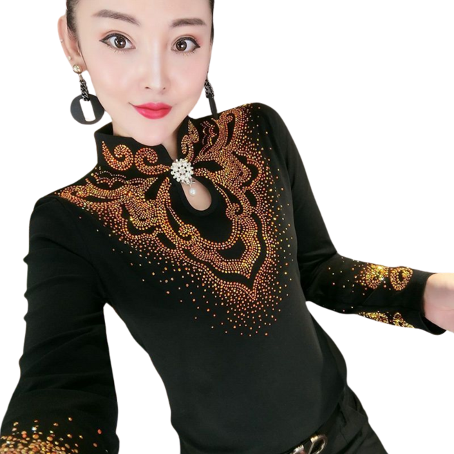 댄스복 상의 여성용 핫피스 긴팔 박시 티셔츠 뉴타임즈 B029Y680