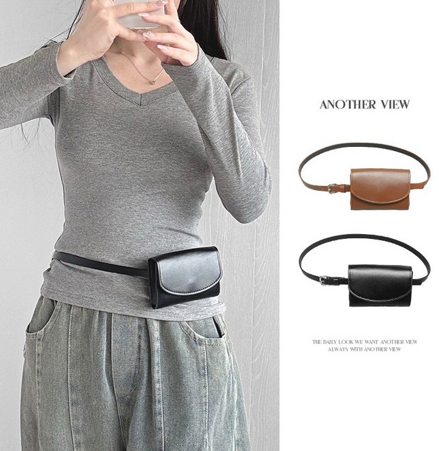 어나더뷰 2599 미니 카드지갑 벨트백 레더 가죽 레이어드 힙색 포켓 가방