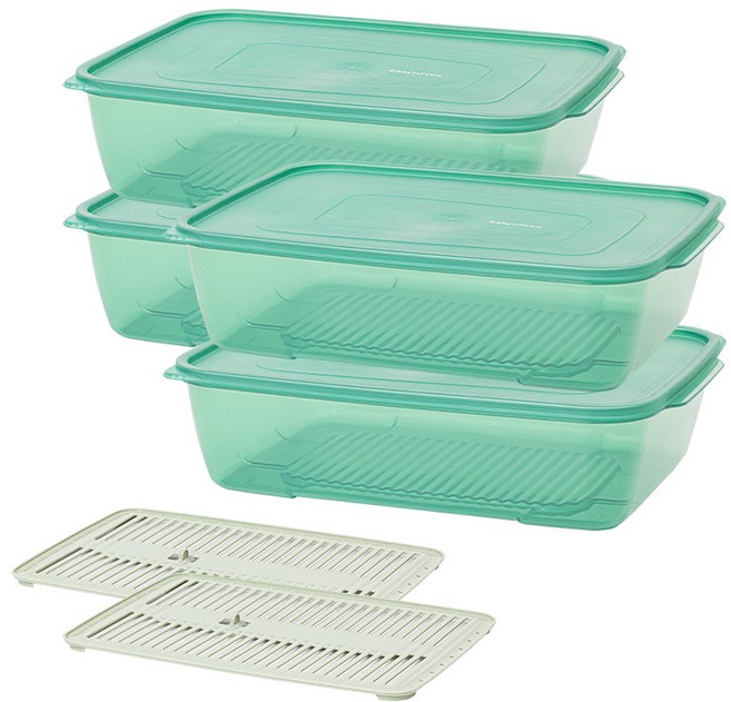 이지앤프리 튼튼이 냉동실 정리 용기 웨이브킵 6500ml x 4p + 채반 대 2p, 1세트