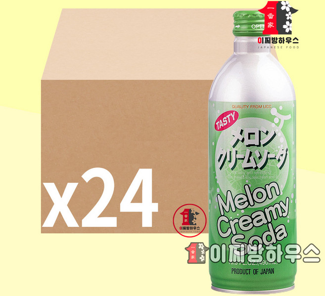 UCC 크리미소다 크림소다 메론맛 메론향 멜론맛 탄산수 메론맛에이드 일본사이다 일본음료 X 24개 1BOX, 490ml