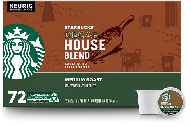 스타벅스 디카페인 하우스 블렌드 캡슐커피 K-Cups 72개입, 12g, 72개