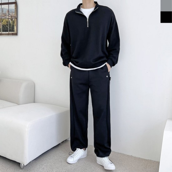 남자 사이드 스냅 오버 와이드 팬츠(밑단 스트링)