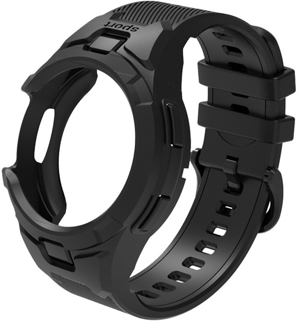 더조은셀러 갤럭시 워치 호환 일체형 올인원 스트랩 시계줄 밴드 케이스, 블랙, 1개