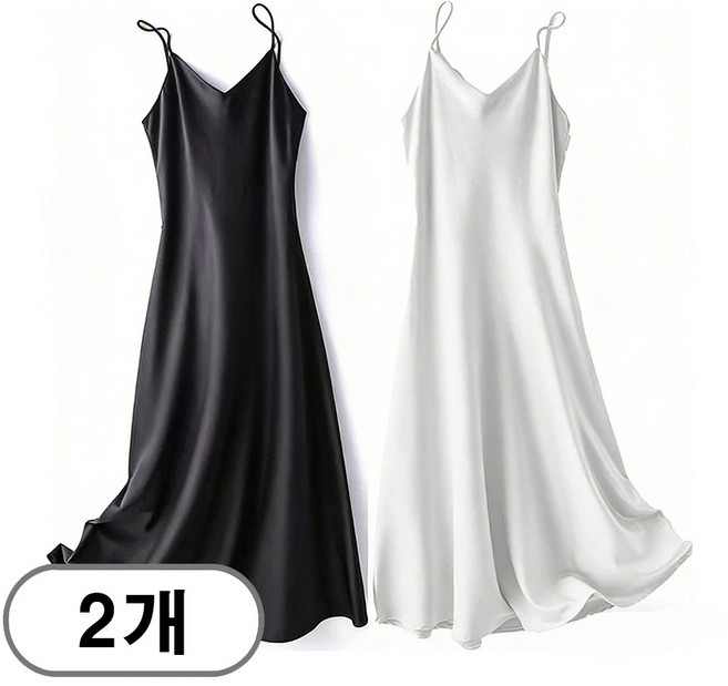 차쿠 1+1 여성 슬립 원피스 여성용 베이직 실키 빅사이즈 슬립원피스