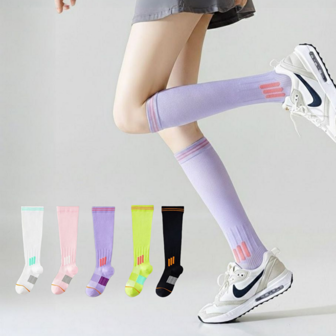 여성 스포츠 압박 니삭스 러닝 마라톤 긴양말 삭스