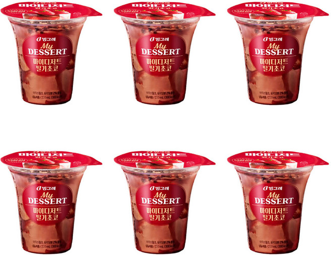 빙그레 마이디저트 딸기 초코 컵 스트로베리 초콜릿 아이스크림, 15개, 220ml
